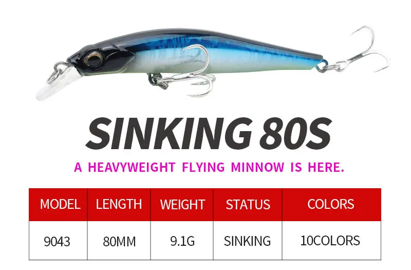 Conjunto de 5 señuelos minnow