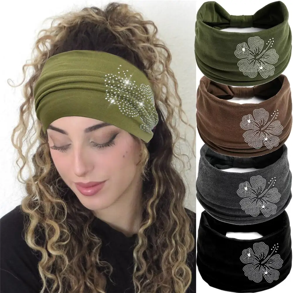 Diadema elástica con pedrería ancha y adorno moderno para mujer - imagen 5