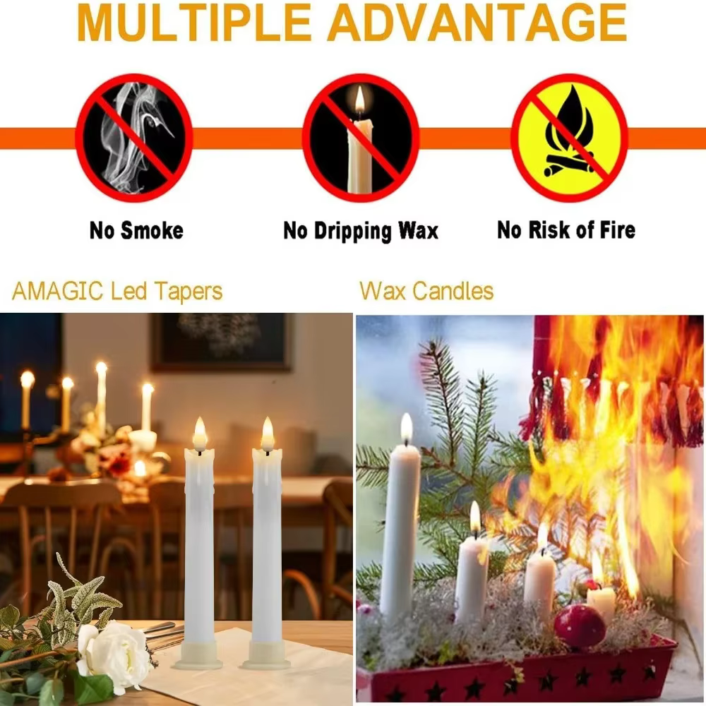 Velas LED cónicas sin llama con mando para Halloween y Navidad - imagen 3