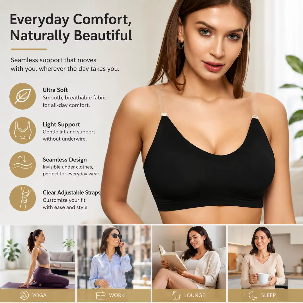Sujetador Push-Up Sin Aros Acolchado y Transpirable para Diario - imagen 4