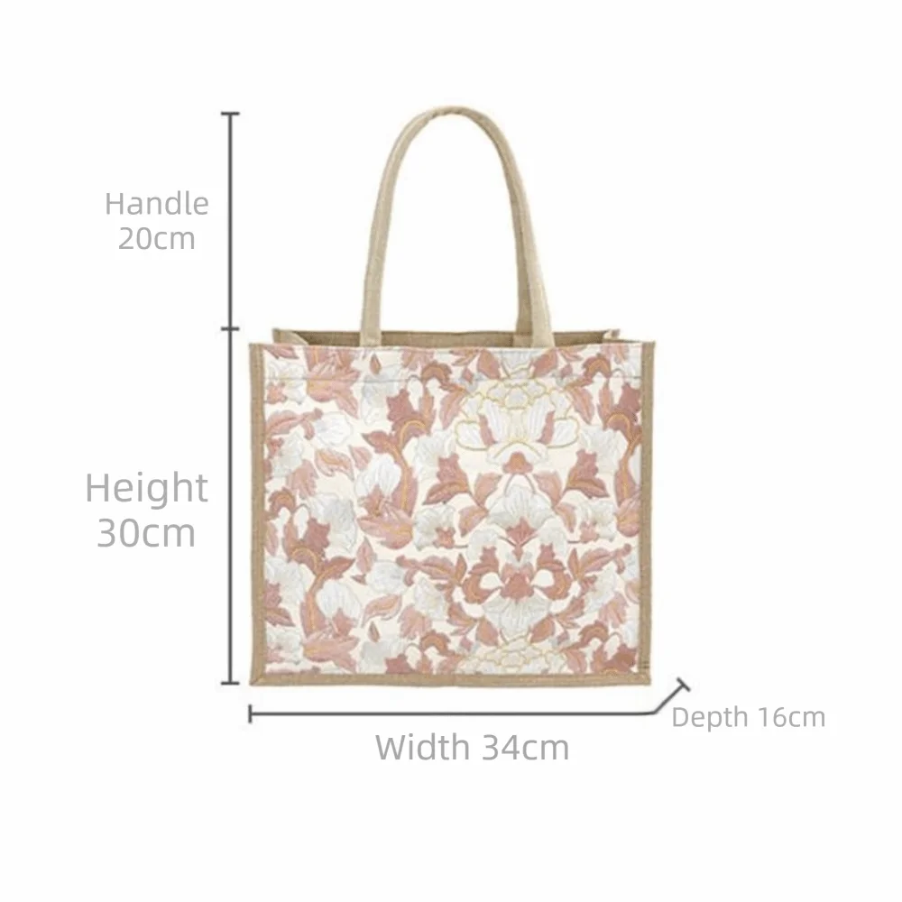 Bolsa de mano de lona ligera bordado floral gran capacidad - imagen 4
