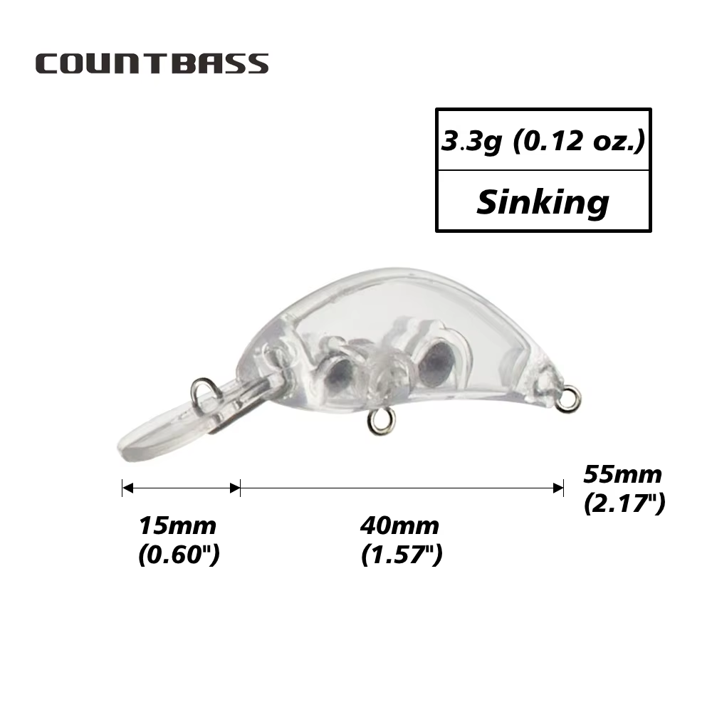 Countbass Crankbait Blanco Hundido – Señuelo Wobbler Sin Pintar - imagen 2