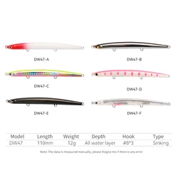 Tsurinoya Long Casting 110S – Señuelo pluma hundido para lubina y depredadores