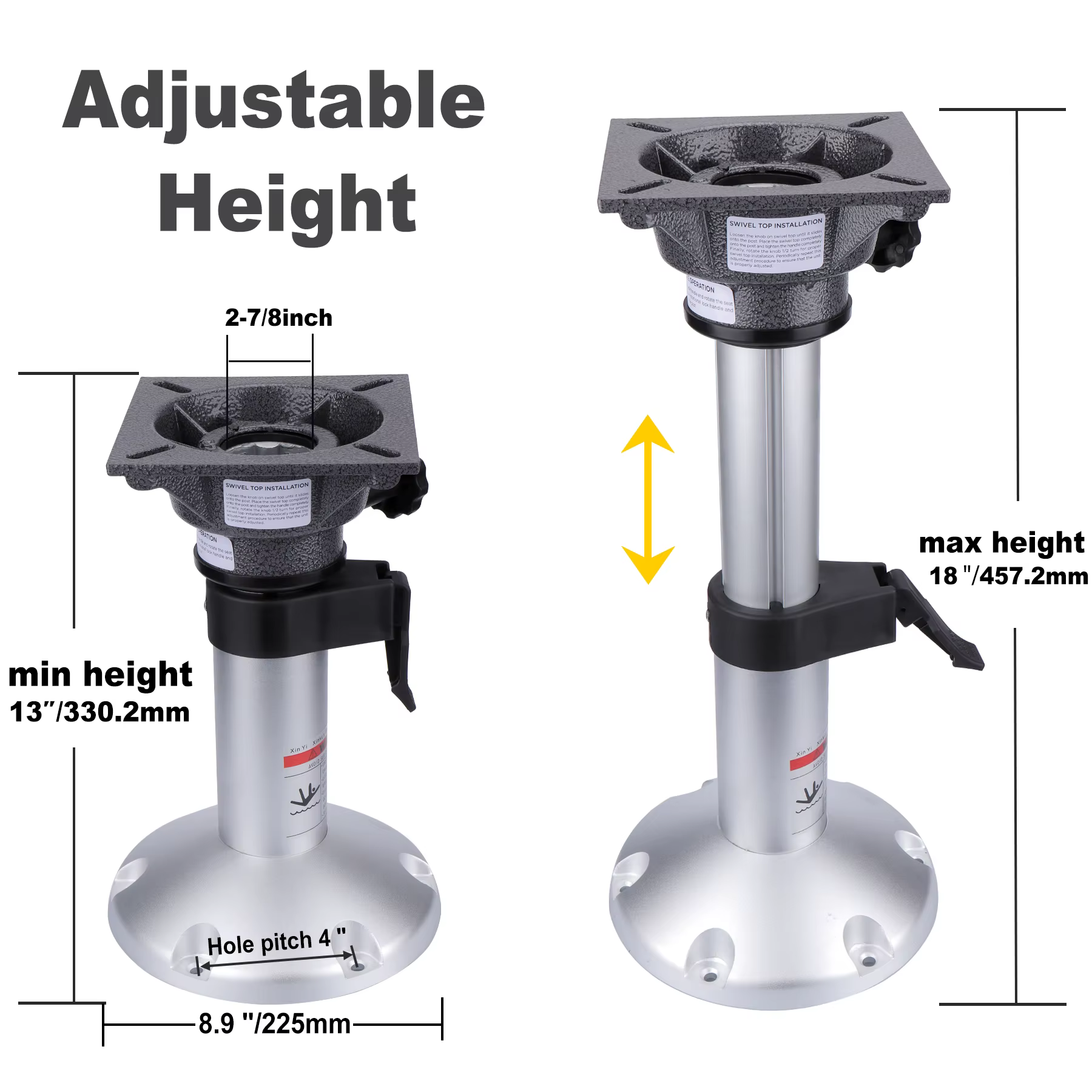 Soporte pedestal asiento barco aleación aluminio ajuste manual marino - imagen 4