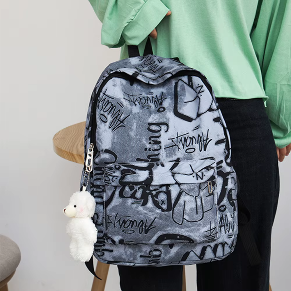 Mochila mujer nylon graffiti impermeable gran capacidad escolar - imagen 3