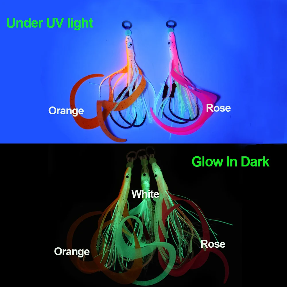 ICERIO señuelo calamar con falda UV luminoso para jigging y salada