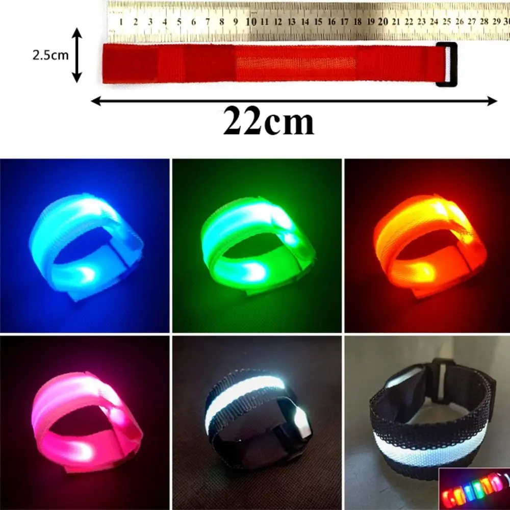 Brazalete luminoso ajustable con tira LED y banda reflectante