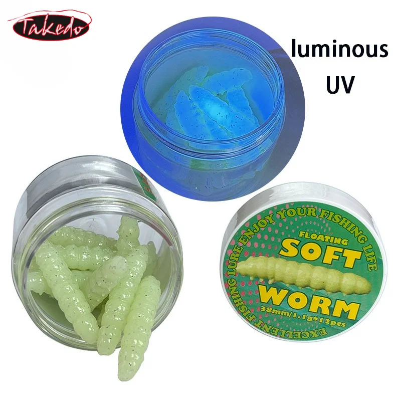 TAKEDO señuelos blandos UV luminosos TPE – gusano para trucha y lubina - imagen 5