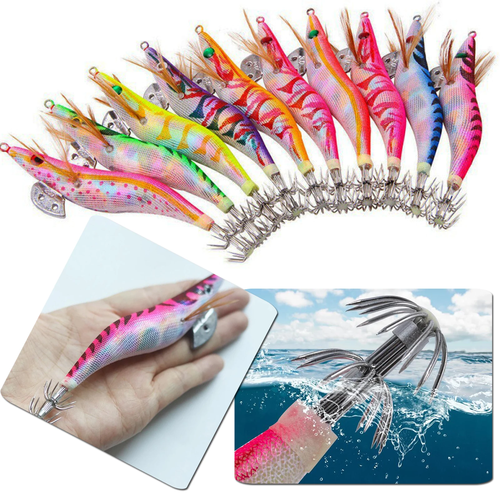 FREE FISHER Calamar luminoso para pesca de sepia – cebo camarón - imagen 5