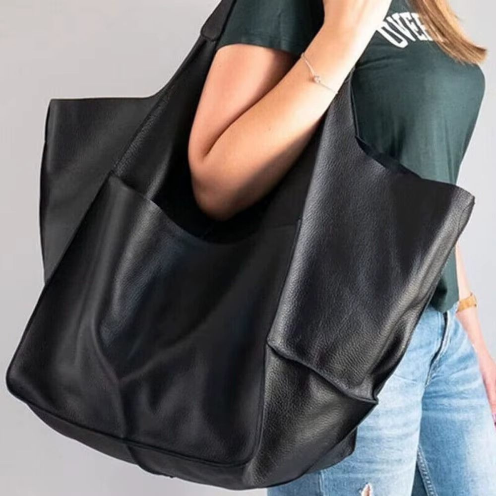 Bolso tote de mujer en polipiel, amplio y de estilo vintage - imagen 3