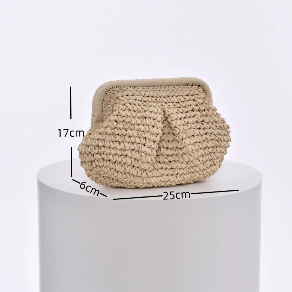 Bolso de paja bandolera gran capacidad con correa de cadena - imagen 5