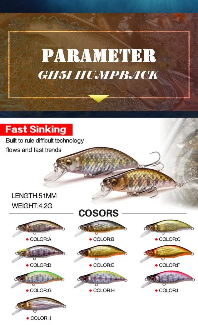 Señuelo Afundando Minnow 51mm 4g vista lateral