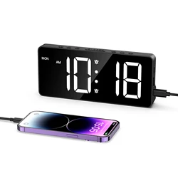 Reloj despertador digital AMIR con pantalla LED grande y 4 alarmas