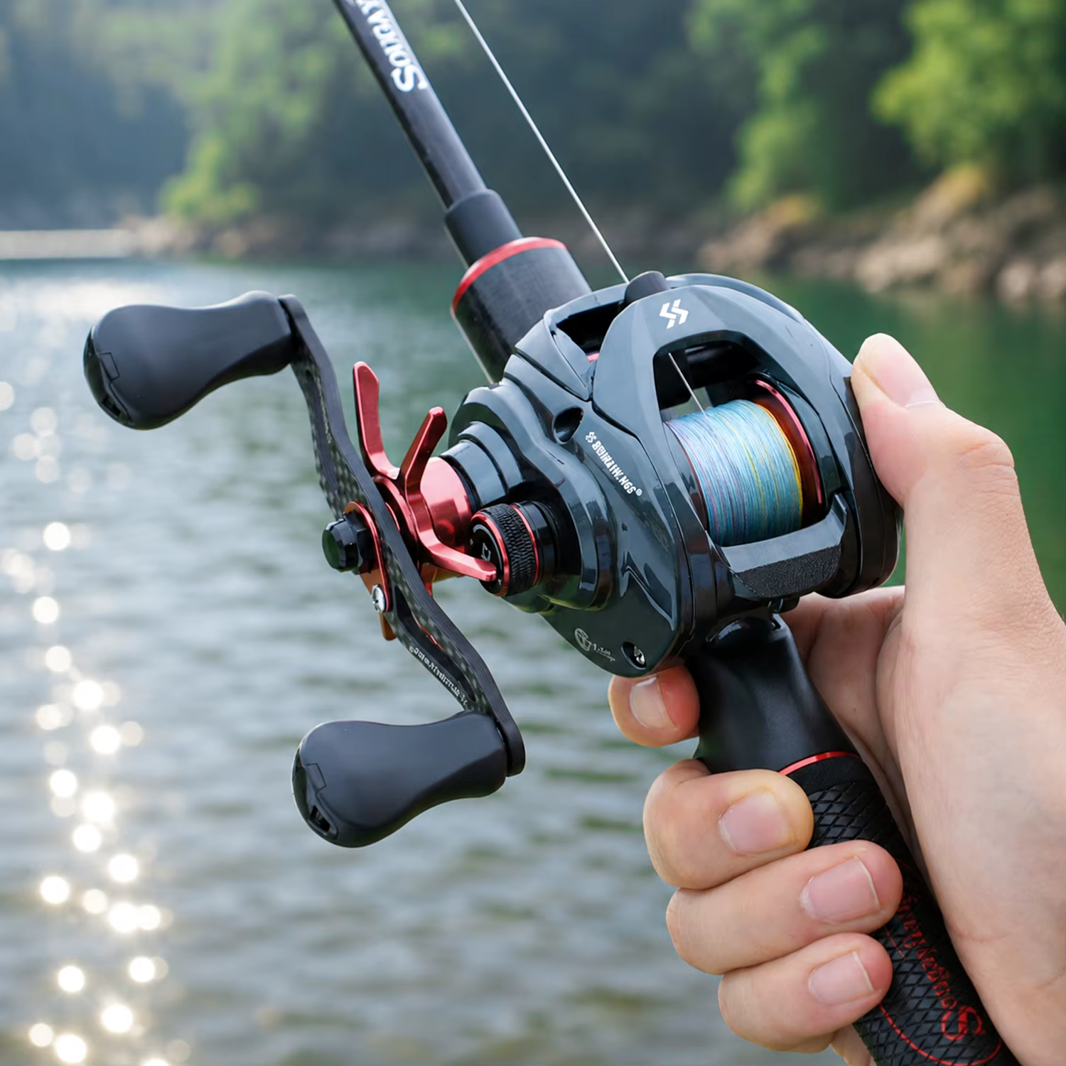 Carrete de pesca Sougayilang PRO DC freno electrónico y manivela corta - imagen 3