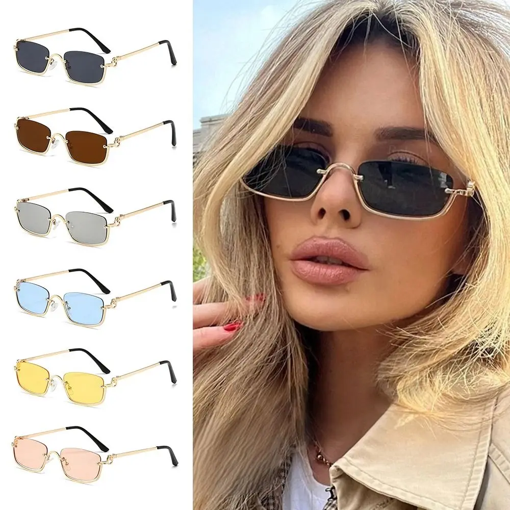 Gafas de sol cuadradas pequeñas estilo hip hop vintage montura metal - imagen 4