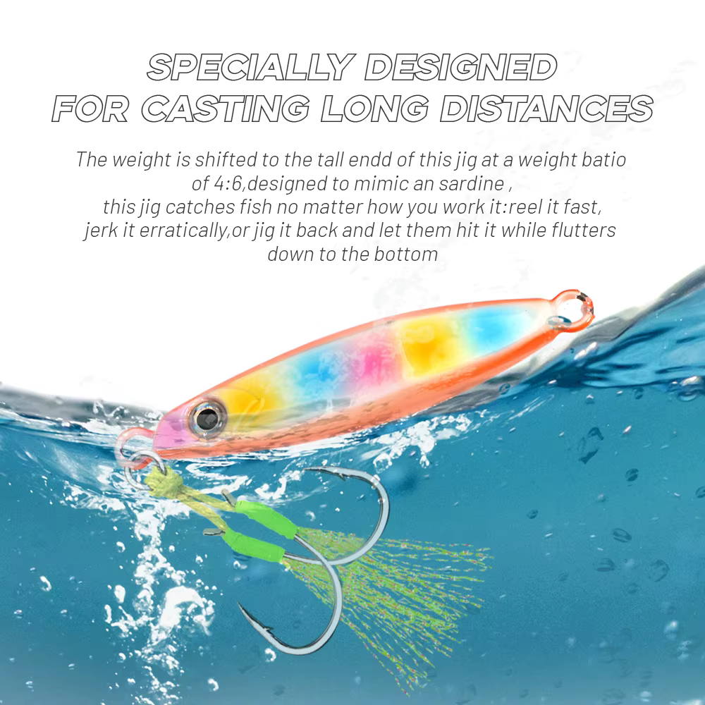 TOLU Señuelo Vertical Metal Hundimiento Lento Ojos 3D - Pesca en Mar - imagen 2