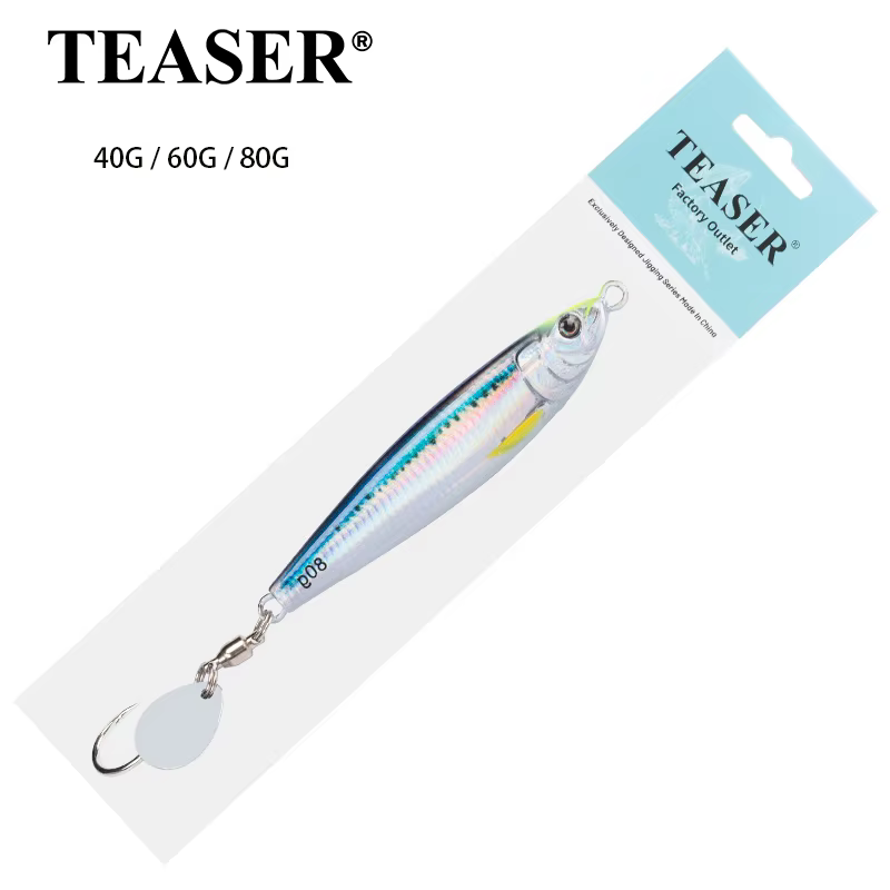 Jig Head Teaser J113 40g 80g – Señuelo metal luminoso para lubina