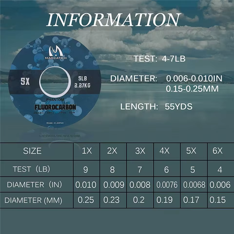 Maximumcatch línea de fluorocarbono con mosca invisible 1X-6X con soporte - imagen 2