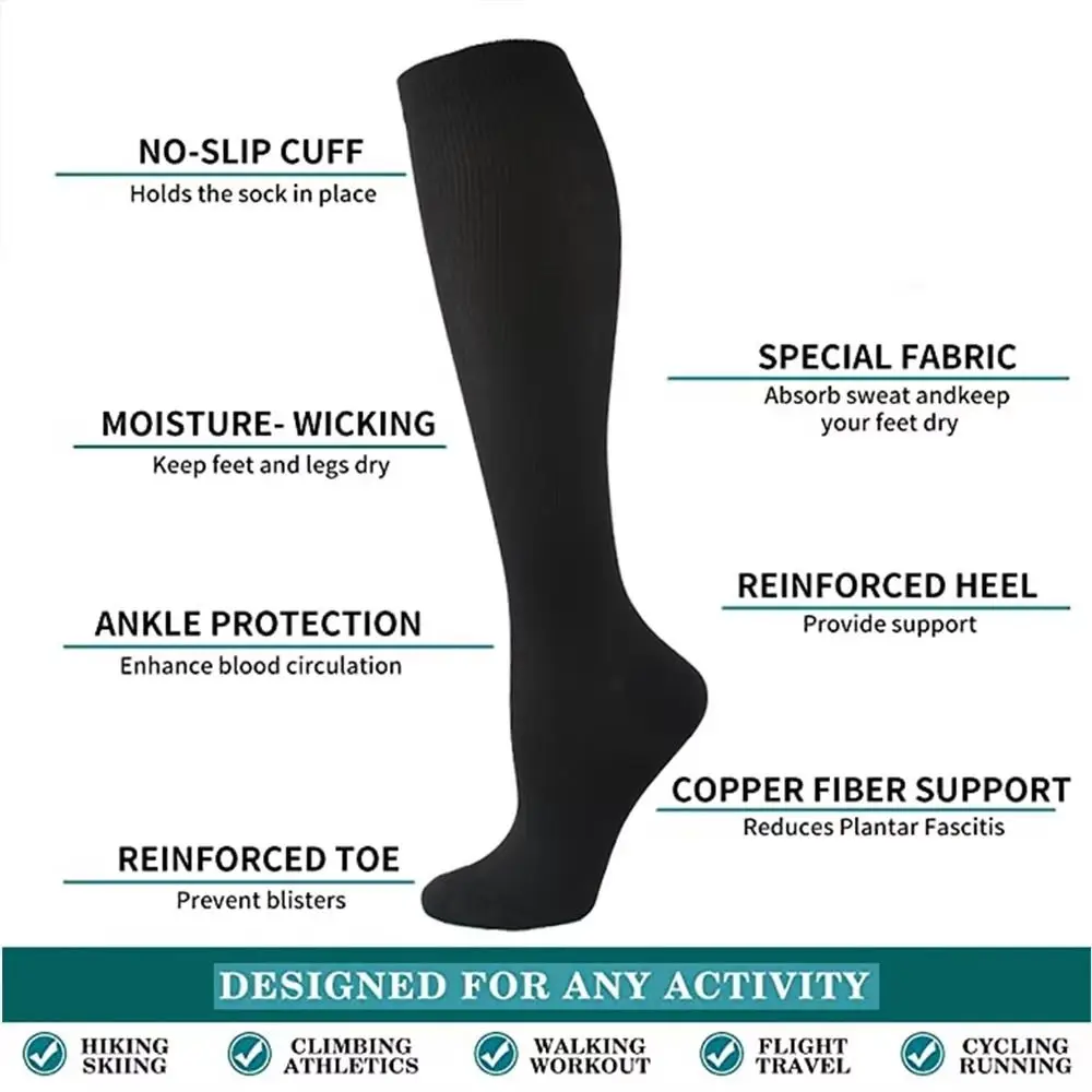 Calcetines de compresión hasta la rodilla elásticos de color sólido - imagen 3