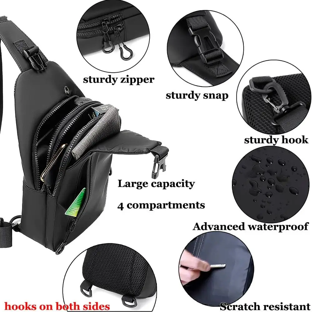 Bolso de pesca de pecho de nailon con USB y bandolera ligera