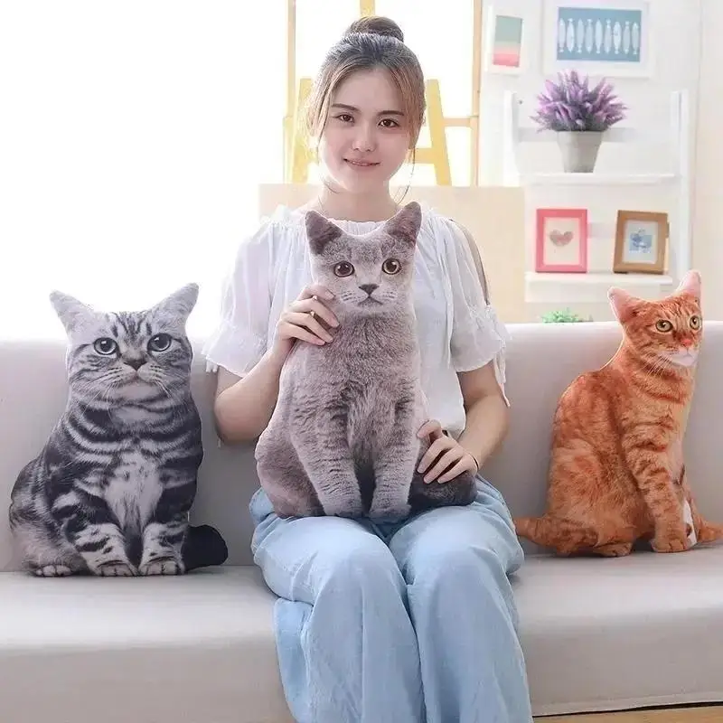 Almohada gato 3D peluche lavable kawaii para sofá y cama - imagen 2