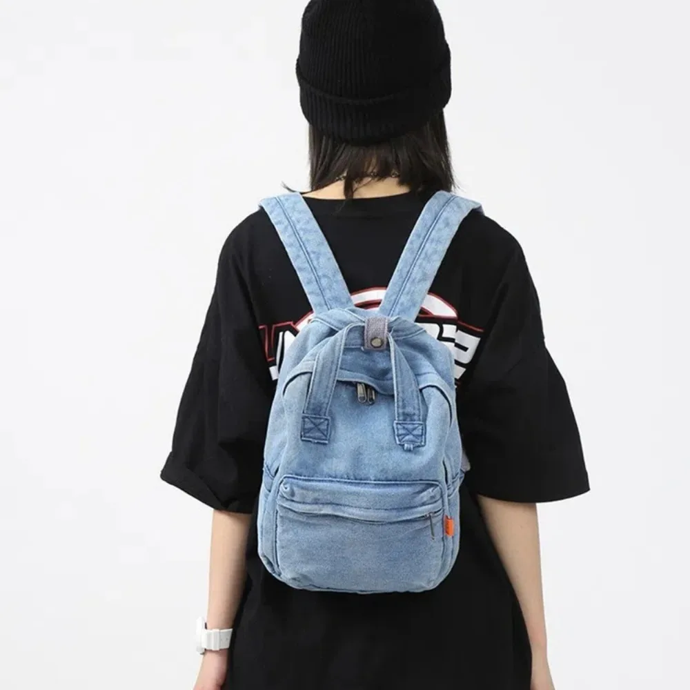 Mochila de mezclilla resistente de gran capacidad, bolso multifunción - imagen 2