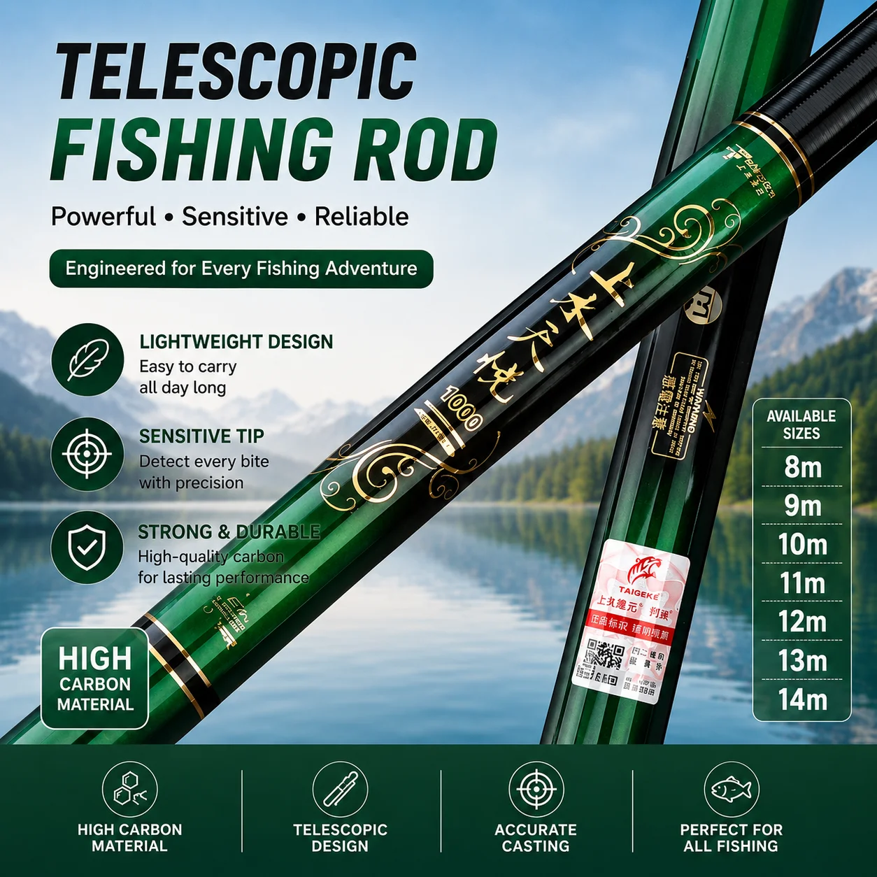 Caña carpa FISHINGFANS fibra de carbono ultraligera lanzamiento - imagen 5