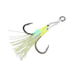 Jig reflectante doble con anzuelo asist verde para pesca en mar