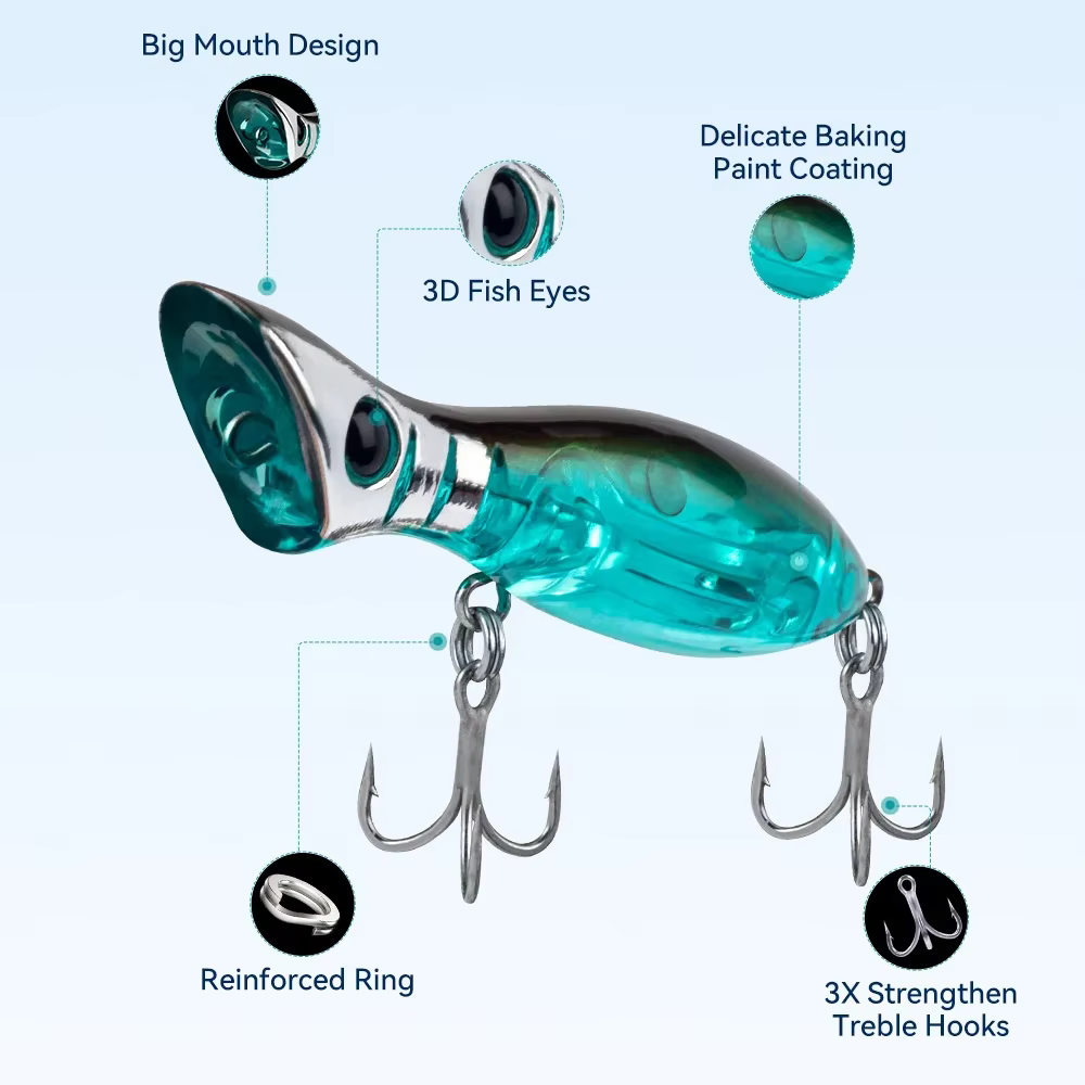 Kingdom Mini Popper 50mm 3,5g Flotante - Señuelo para Lúcio y Bagre - imagen 3