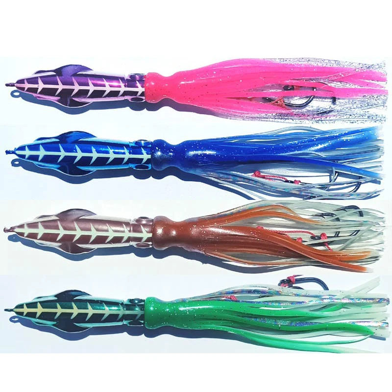 Señuelo jigging lento cabeza metálica falda de pulpo luminoso kingfish - imagen 5