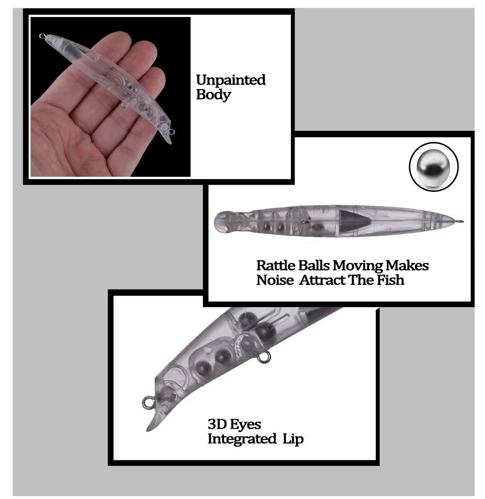 Chan'sHuang Minnow 105mm 12g – Señuelo sonadero blanco sin pintar - imagen 2