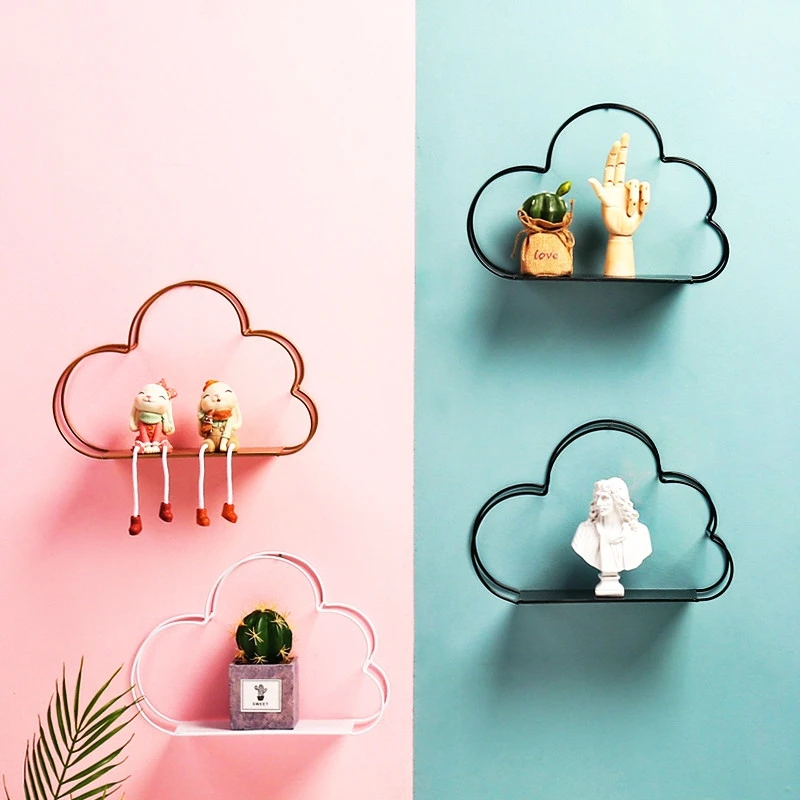 Estante de pared nube en negro visto desde varios ángulos