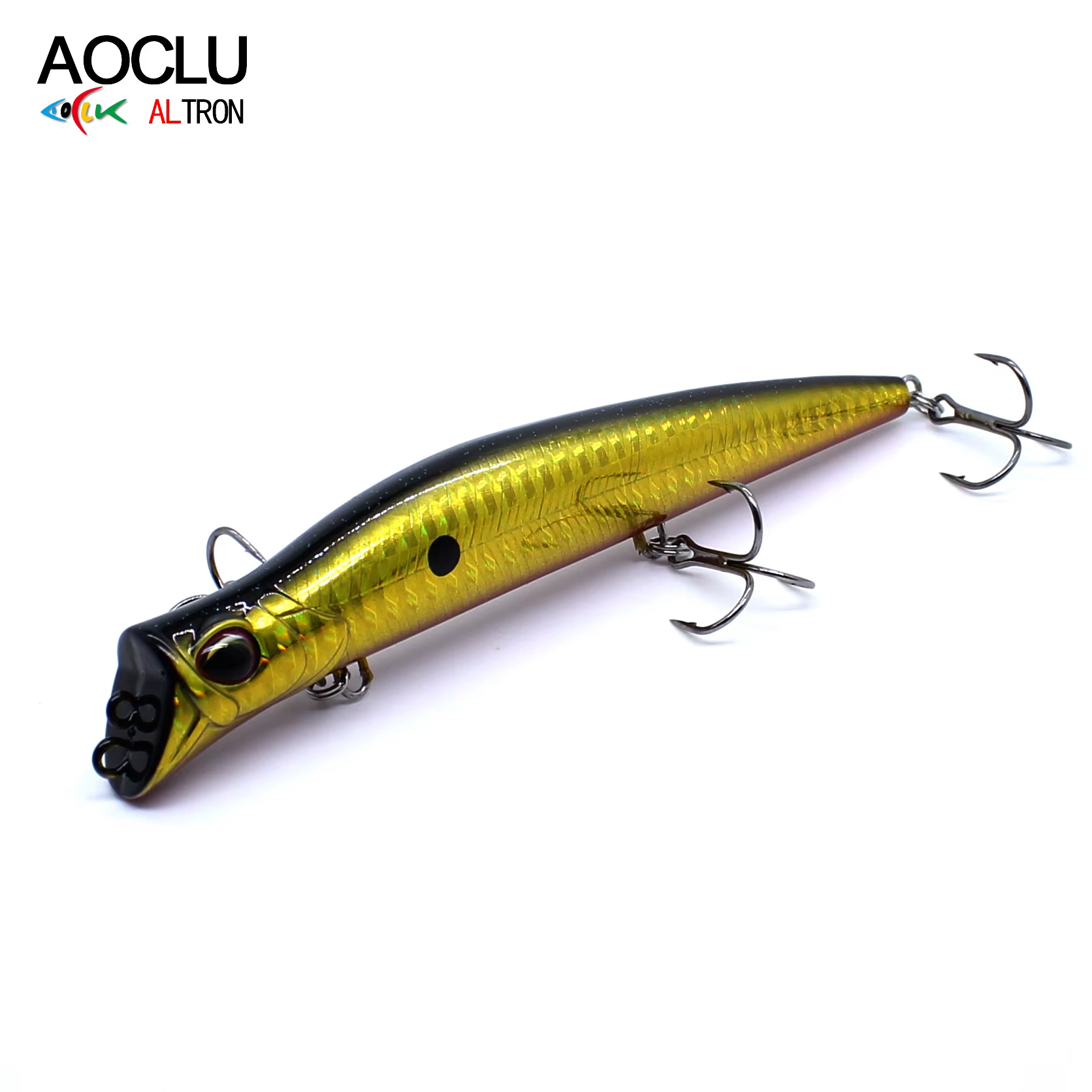 AOCLU Lápiz Topwater Hybrid con anzuelos VMC dos tonos para lubina - imagen 2