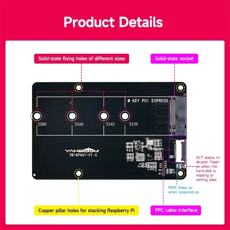 Tarjeta PCIe a M.2 NVMe SSD con disipador para Raspberry Pi - imagen 2