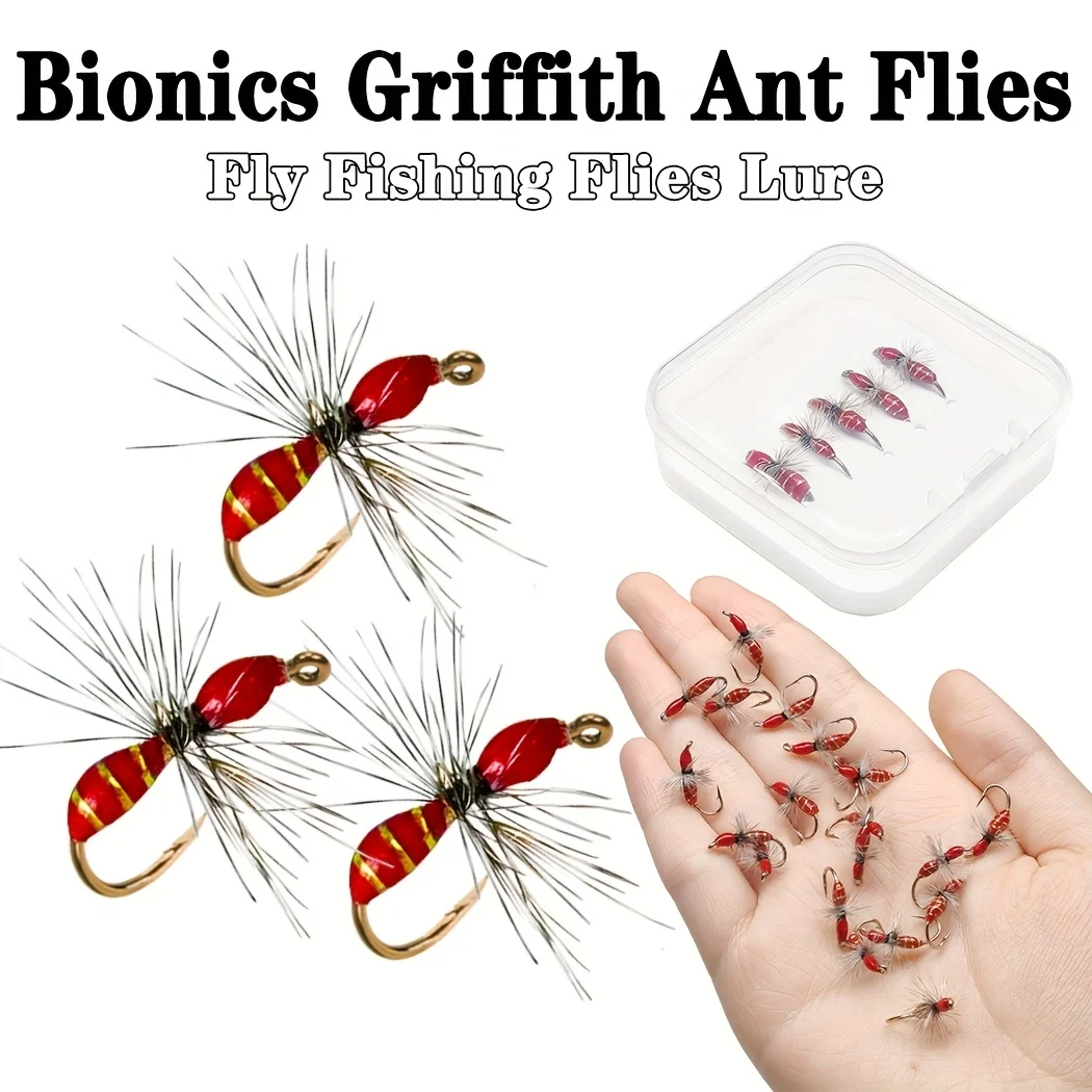Griffith Ant anzuelo cebo de acero al carbono en caja de moscas