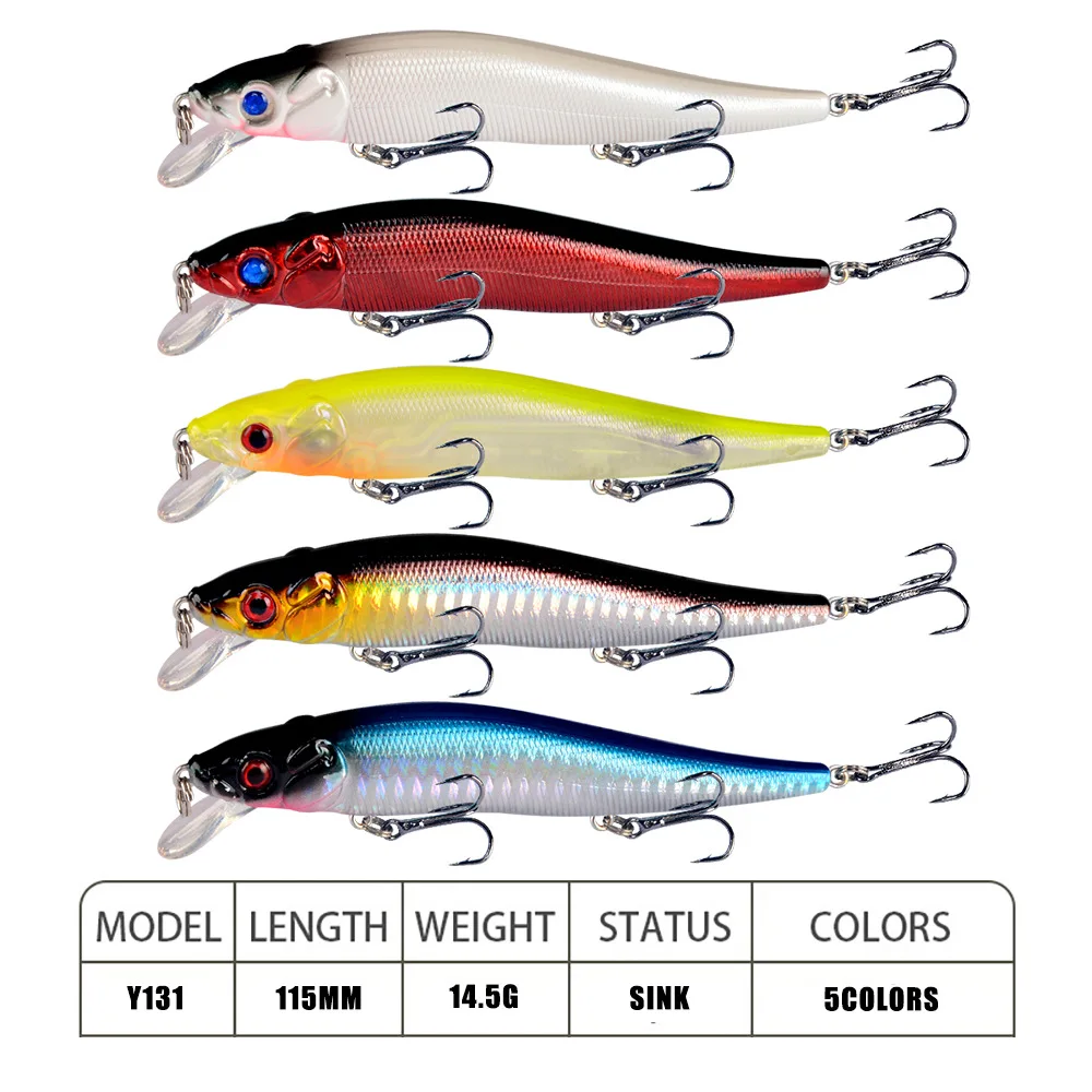 Minnow Crankbait con anzuelos triples – Ojos duros 3D para lucio - imagen 3
