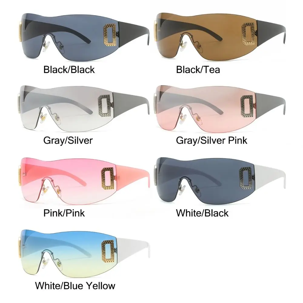 Gafas de sol deportivas sin montura envolventes punk Y2K para mujer - imagen 3