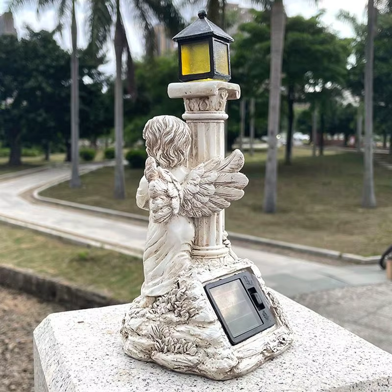 Pesca decorativa: Lámpara Solar para Jardín - Ángel en Columna Romana - imagen 4