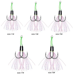 Anzuelos dobles de acero alto carbono PROBEROS – pluma con púas