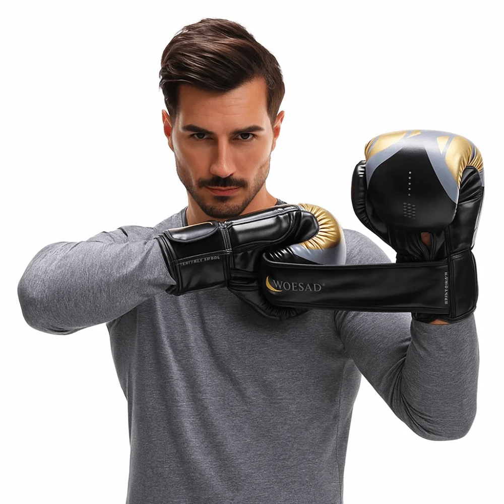 Guantes de boxeo transpirables de piel sintética PU, ajustables - imagen 3