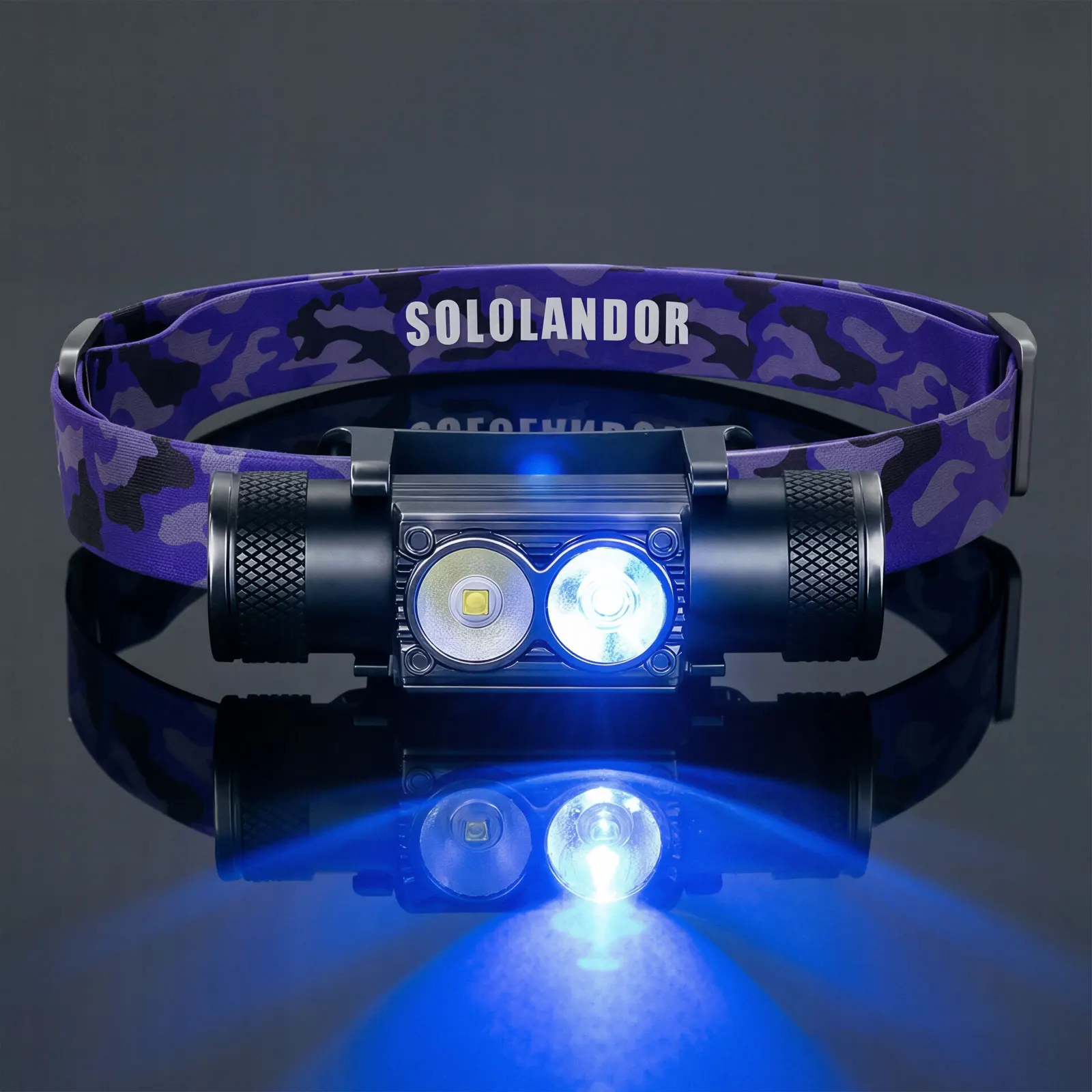 Linterna frontal LED recargable USB Tipo-C con luz blanca y azul - imagen 5