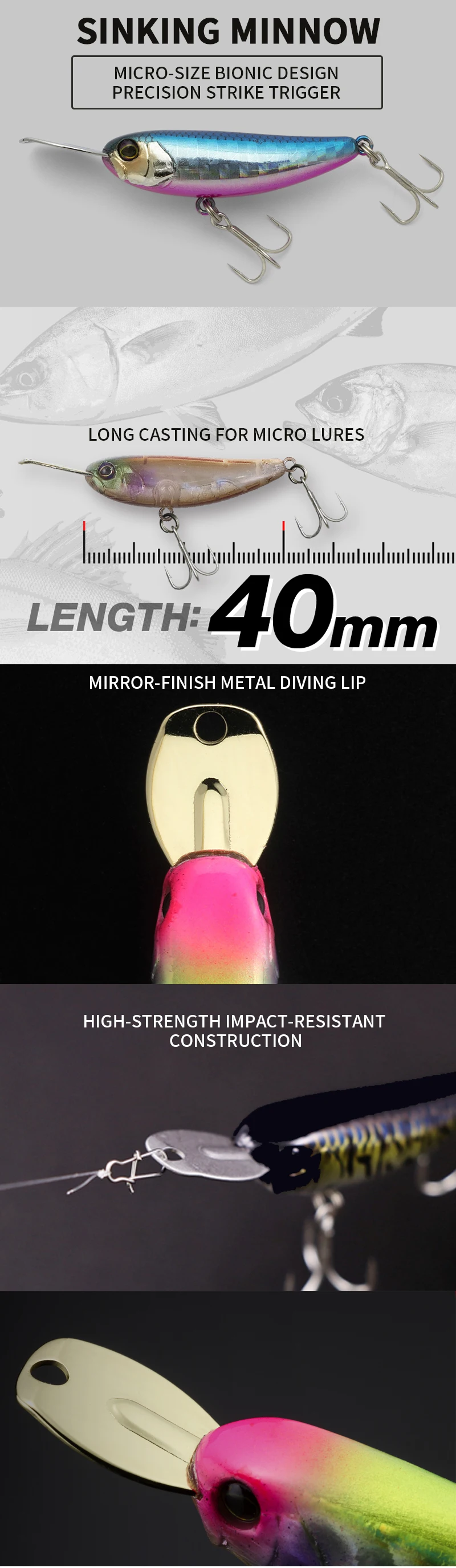 Señuelo tipo minnow metálico 5.5g y 40mm
