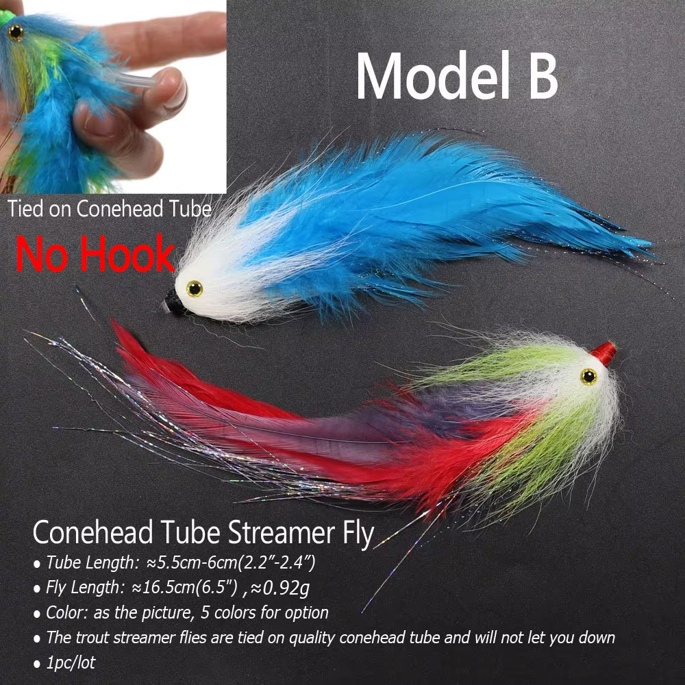 Bimoo Mosca streamer conohead tubo para trucha y salmón en agua salada - imagen 5