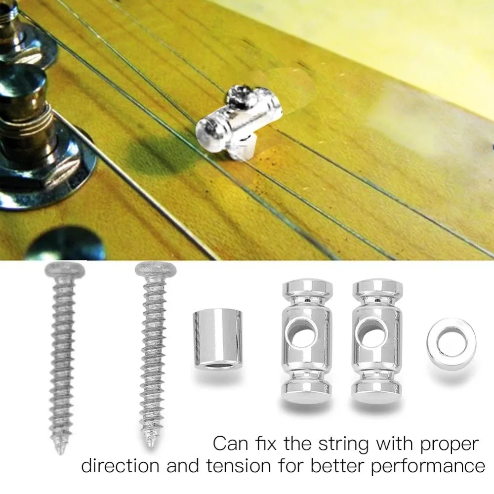 Retenedor de cuerdas con rodillo para guitarra – plata, oro y negro - imagen 2