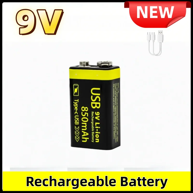 Batería recargable 9V USB Tipo-C con indicador de carga