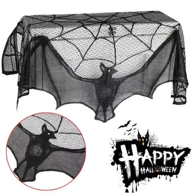 Cortina de ventana Halloween gótica de encaje con murciélagos - imagen 4