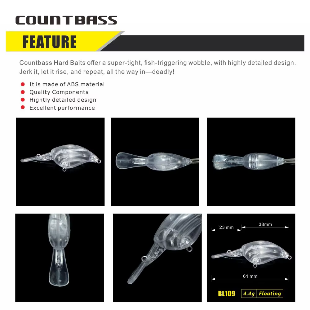 Countbass Crankbait sin pintar – Señuelo duro flotante 38mm - imagen 4