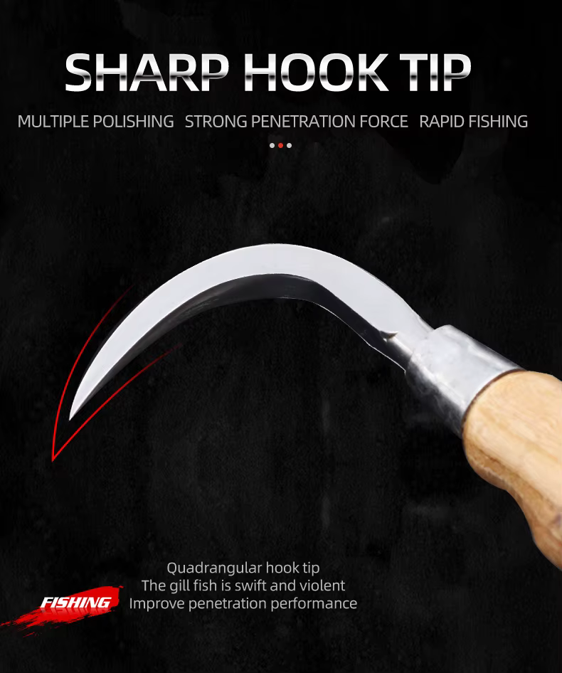 Vista del mango ergonómico del cuchillo curvo ShareShark