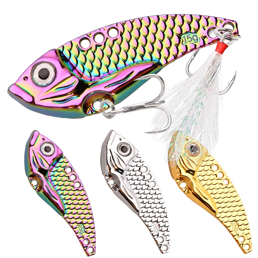 Metal Vib 5-15g: Señuelo glitter bicolor con gancho triple - imagen 4
