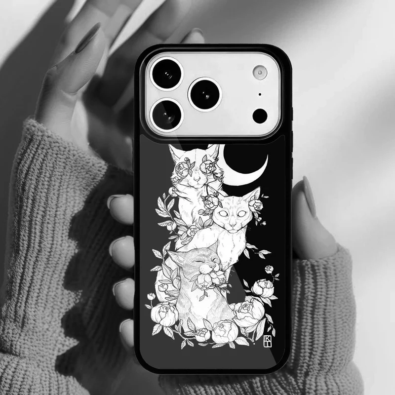 Funda para iPhone con diseño de bruja y luna - vista frontal